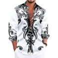 thumbnail image 1 of Mens Shirts Long Sleeve Western Retro Style Casual Button Down Shirt Stand Collar Shirts Beach Vacation Wedding Shirts White L, 1 of 5