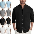 thumbnail image 1 of Mens Shirts Long Sleeved Lapel Tops Black 4 Shirts Solid Color Casual Button Cardigan Pocket Fashionable Blouse Spring Summer and Autumn Shirts for Men Work Cafe Cocktail Party Formal Shirts, 1 of 7