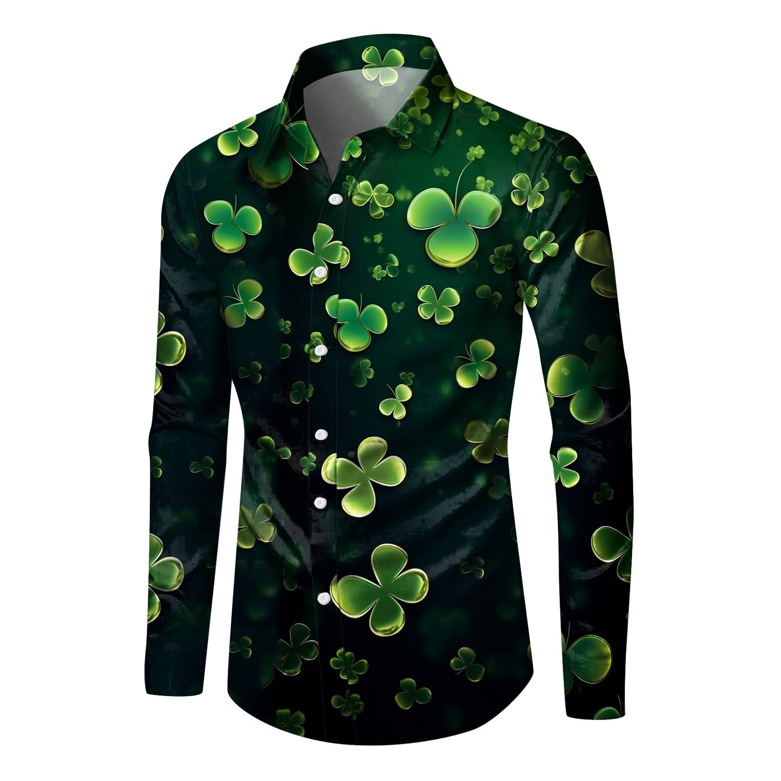 Mens Shirts Male St. Patricks's Day Long Sleeve Shirt Autumn Casual 3D