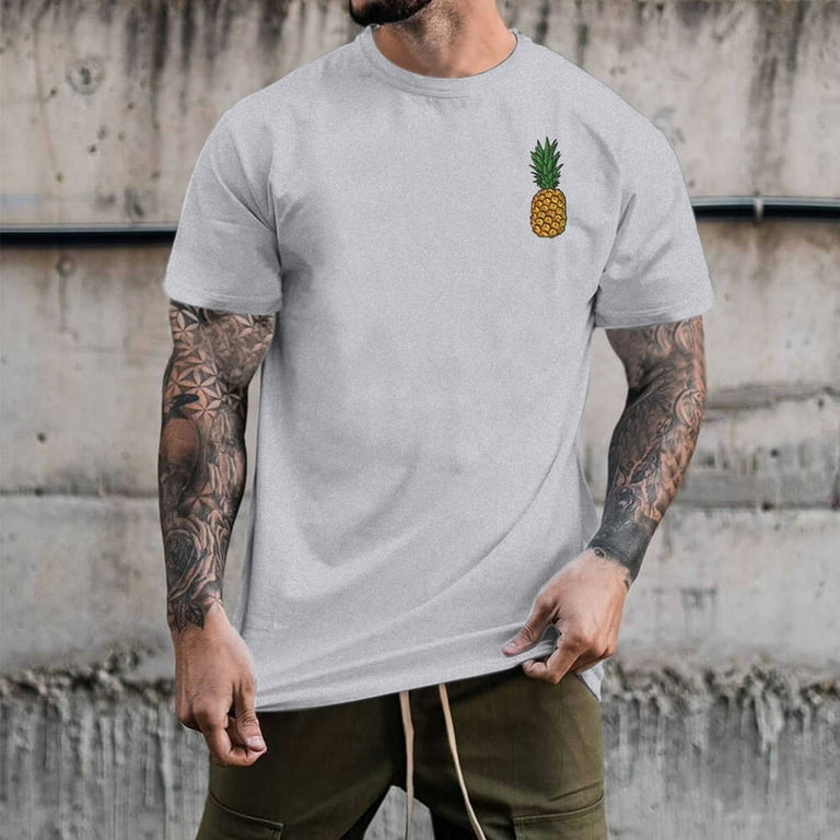 Mens Shirts Male Summer Casual Tree Print T Shirt Blouse Short