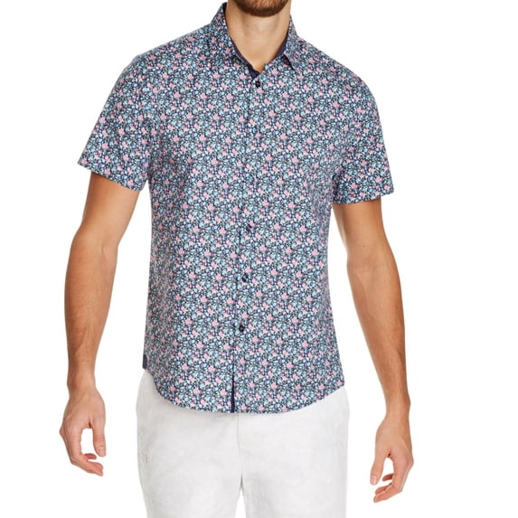 Mens Shirts Medium Button Front Stretch Floral M