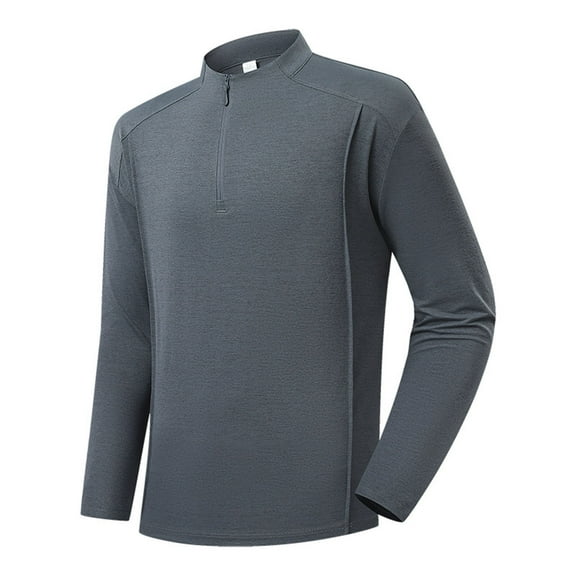 Mens Shirts Men Quarter Zip Pullover Moisture Wicking Golf Shirt Long Sleeve 1/4 Zip UPF 50+ Sun Protection Rash Guard Running