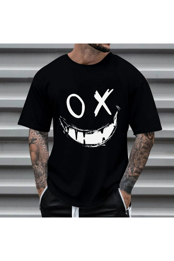 Mens Shirts Men's 3D Print Graphic Tops Crewneck Short Sleeve Pullover Tees Drop Shoulder Streetwear T Shirts Classic Casual Shirt Tee Black XL