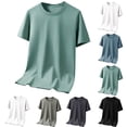 thumbnail image 1 of Mens Shirts Men's Casual Fashionable Breathable Sweatshirt Solid Color Half Sleeve Round Neck Green XL, 1 of 8