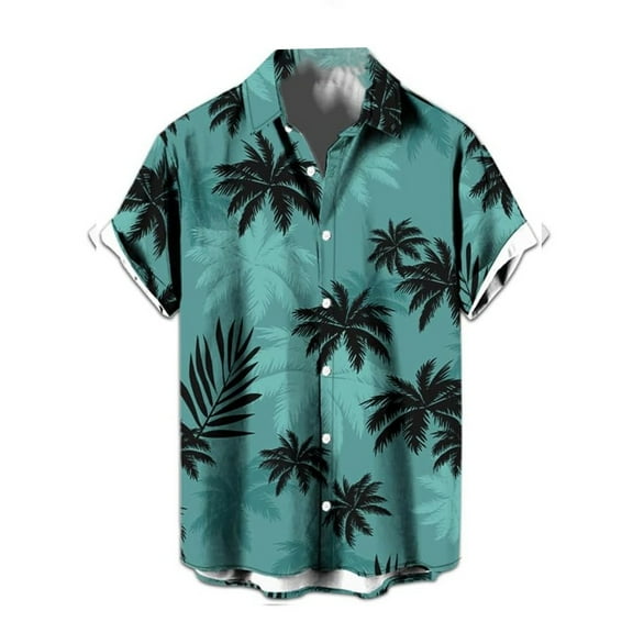 Mens Shirts Men's Casual Outdoor Digital Print Relaxed Fit Comfortable Short Sleeve Button Down Shirt Light Blue XXXL