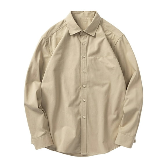 Mens Shirts Men's Cotton Button Down Shirt Long Sleeve Loose Lapel Collar Business Casual Versatile Shirts