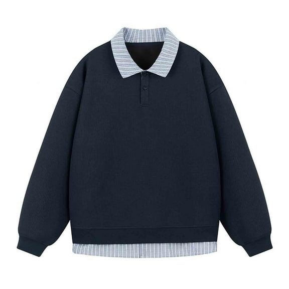 Mens Shirts Men’s Fall Winter Shirts Lapel Collar Button Up Pullover Long Sleeve Loose Fit Sweatshirts 2025 Classic Texture Tops