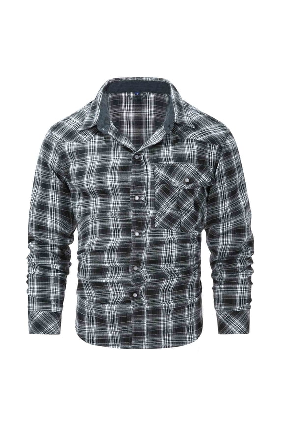 Mens Shirts Men's Flannel Shirts Long Sleeve Plaid Checkered Brushed Casual Western Cowboy Pearl Snap Shirt