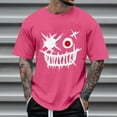 thumbnail image 1 of Mens Shirts Men's Graphic Crewneck Short Sleeve Drop Shoulder Streetwear Tee Shirt Top Red 4XL, 1 of 4