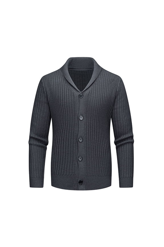 Mens Shirts Men's Shawl Collar Cardigan Sweater Slim Fit Cable Knit Button Up Black Merino Wool Sweater