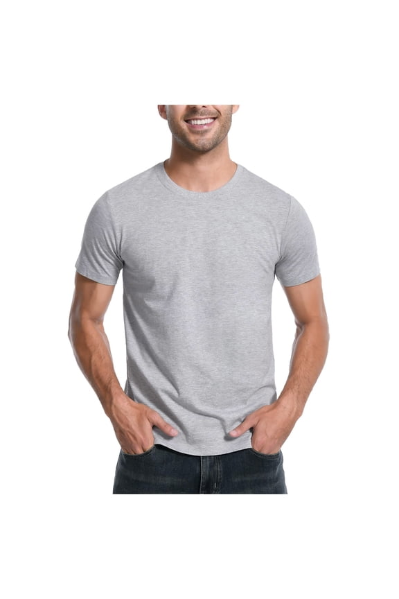 Mens Shirts Men's T Shirt Soft White Plain Men's Crew Neck Casual Basic T Shirt For Men Scrub Tops Long Sleeve Men Athletic Long Sleeve under Tops Work Casual Workout Mens 4 7 Athletic Gray 3XL