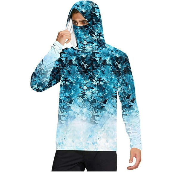 Mens Shirts Men's UPF 50 Fishing Rash Guard Shirt Multicolored Cooling Sun Hoodie Ultra Lightweight Long Sleeve Shirt Breathable for Hiking,Gym,Summer Outdoor Athletic Cover-Up Shirts for Men