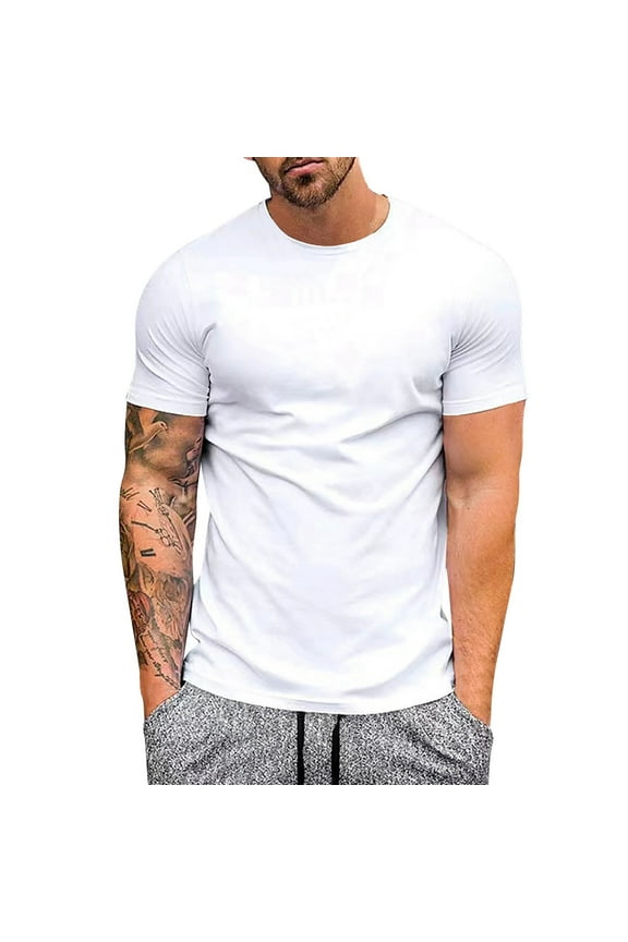 Mens Shirts Mens Breathable Ice Silk T Shirt Slim Fit Summer Round Neck Short SleeveTops White 4XL