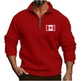 thumbnail image 1 of Mens Shirts Mens Canadian Flag Graphic Pullover Fall Shirt Long Sleeve Quarter Zip Sweatshirt Men Fashion Patriotic Print Tops, 1 of 9
