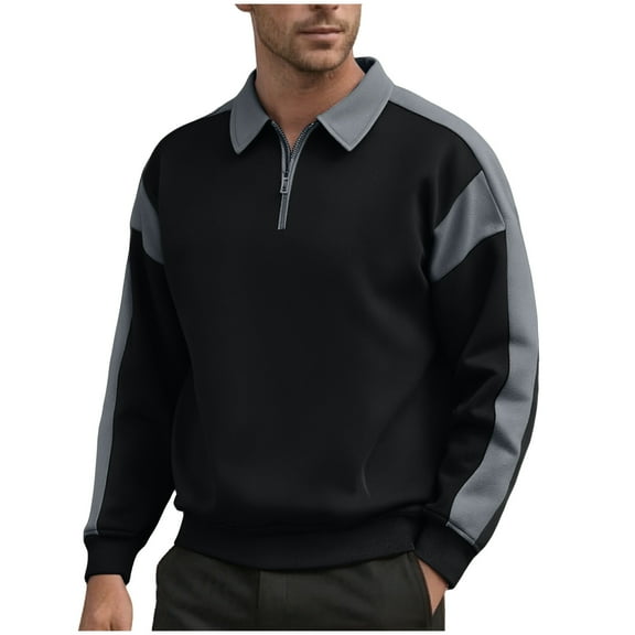 Mens Shirts Mens Casual Sweatshirt Long Sleeve Button Collared Pullover Golf Sweaters