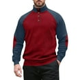 thumbnail image 1 of Mens Shirts Mens Corduroy Sweatshirts Long Sleeve Stand Collar Henley Tops Quarter Button Pullover Sweaters with Elbow Patch, 1 of 5