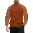 thumbnail image 1 of Mens Shirts Mens Corduroy Sweatshirts Long Sleeve Stand Collar Henley Tops Quarter Button Pullover Sweaters with Elbow Patch, 1 of 5