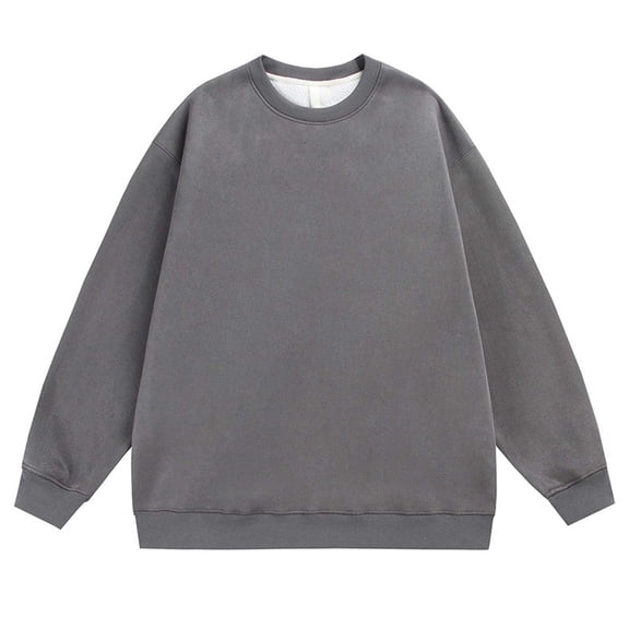 Mens Shirts Mens Crewneck Sweatshirts Vintage Suede Sweatshirt Pullover Solid Color Casual Long Sleeve Top for Fall Winter