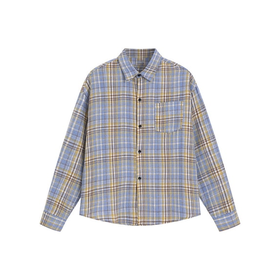 Mens Shirts Mens Fall Plaid Button Up Shirt Regular Fit Long Sleeve Checkered Shirt Casual Button Down Shirts Jacket with Pocket