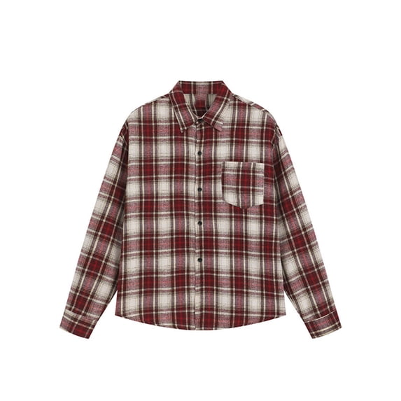 Mens Shirts Mens Fall Plaid Button Up Shirt Regular Fit Long Sleeve Checkered Shirt Casual Button Down Shirts Jacket with Pocket