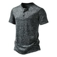 thumbnail image 1 of Mens Shirts Mens Fashion Henley Shirts Long Sleeve Button Cotton T-Shirt with Pocket Ndbuld Men Casual Solid Fashion Pullover Round Neck Short Sleeve T Shirt Blouse Gray S, 1 of 7