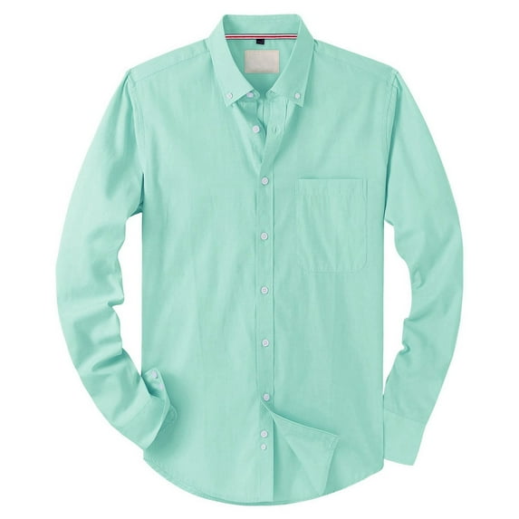 Mens Shirts Mens Golf Shirts Slim Fit Long Sleeve Linen Blend Business Wear Non Solid Color Top Mens Workout Shirts
