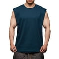 thumbnail image 1 of Mens Shirts Mens Gym Tank Tops Workout Muscle Cut Shirt Fitness Sleeveless Round Neck Vest Tank Blue 3XL, 1 of 6