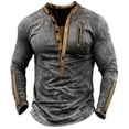 thumbnail image 1 of Mens Shirts, Mens Retro Henley Shirts Muscle Long Sleeve Button Cotton T-Shirt Slim Fit Casual Washed Top, 1 of 4