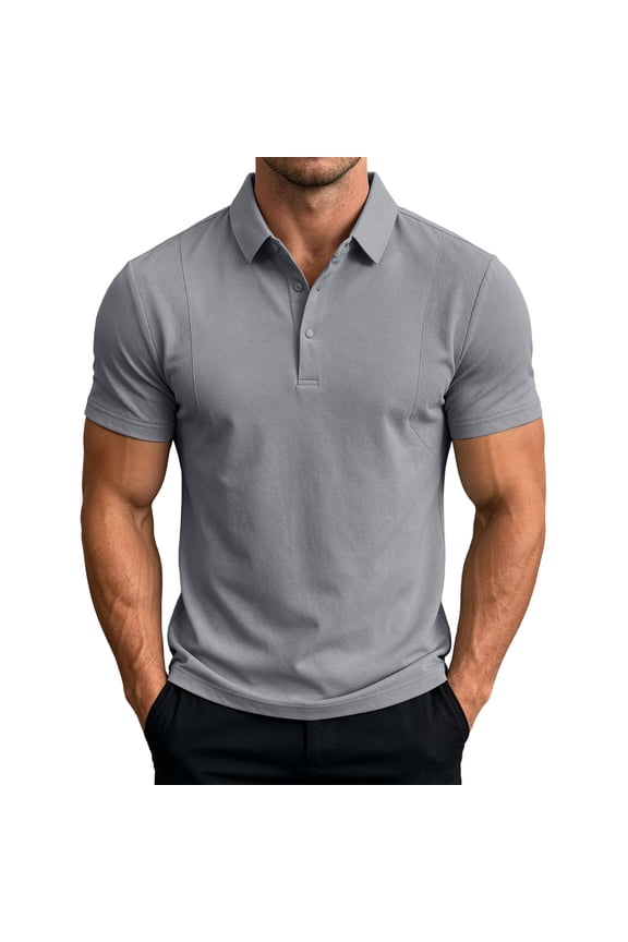 Mens Shirts, Mens Shirts Stylish Button Down Dress Shirts Fashion Business Work Short Sleeve Performance Tops Gray M