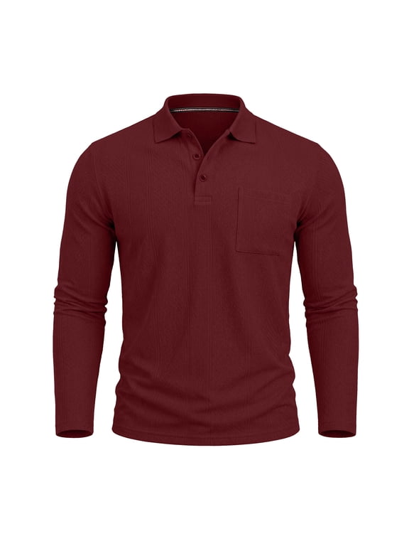 Mens Shirts, Mens Shirts Textured Collared Button Pullover | 3 Button Collared Shirts,Slim Fit Long Sleeve Shirt,Casual Fall Pullover Tops with Pocket