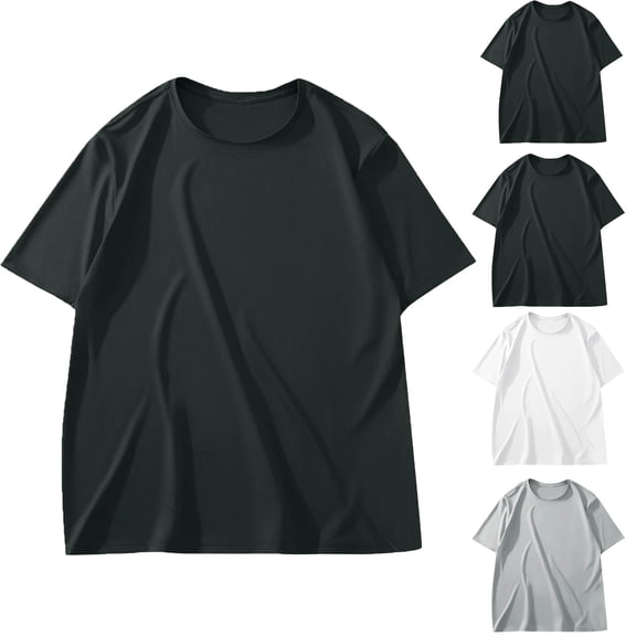 Mens Shirts Mens Short Sleeve Tshirts Men Casual Fashion Solid Large Size Half Sleeved Short Sleeved Round Neck Dark Gray XXXL