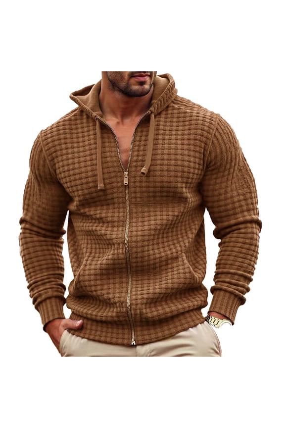 Mens Shirts Mens Waffle Hoodie Sweatshirt Full Zip Casual Lightweight Loose Fit Hooded Jacket Drawstring Muscle Workout Sweatshirt