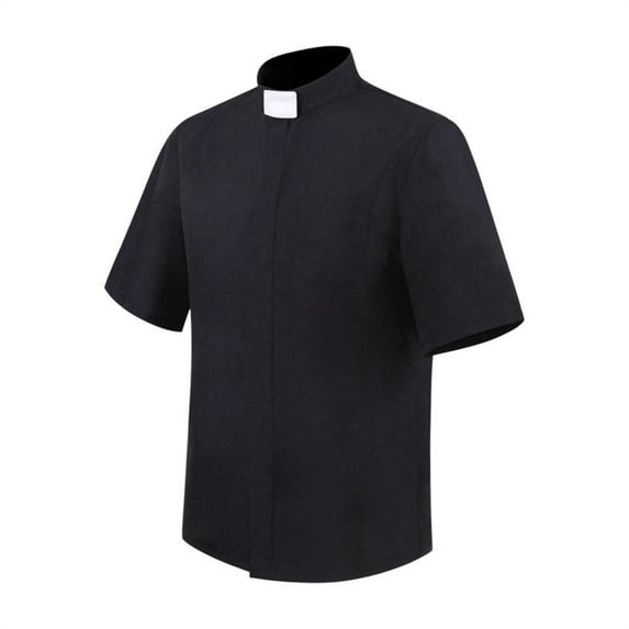 Mens Shirts Missionary Priest Priest Short Sleeve Black Shirt Casual Stylish Clothes