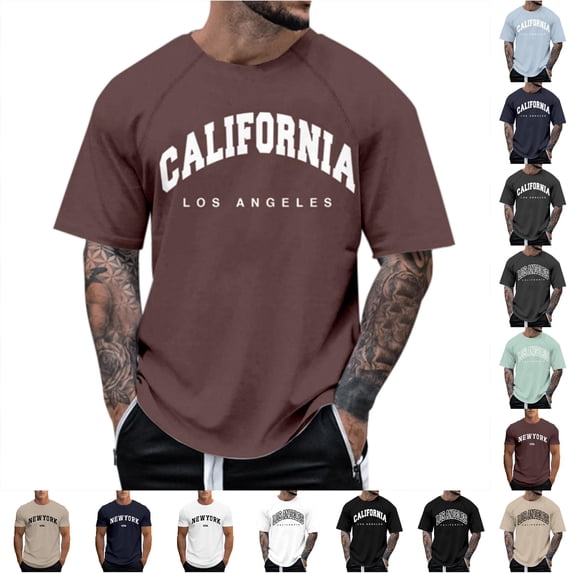 Mens Shirts Oversized Shirt for Men Short Sleeve Crew Neck Brown Shirts for Men