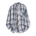 thumbnail image 1 of Mens Shirts Plaid Loose Fit Button Up Spring Summer Fall Tops with Pockets Collared Long Sleeve Comfortable Men's Dress Shirts, 1 of 3