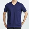 thumbnail image 1 of Mens Shirts Plus Size Short Sleeve V-Neck Solid Regular Pullover Casual T-Shirt Navy XXXL, 1 of 3