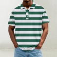 thumbnail image 1 of Mens Shirts Plus Size Short Sleeved Lapel Button Stripe Casual Solid Color Hook Buckle T-shirt Green XXXL, 1 of 5