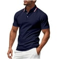 thumbnail image 1 of Mens Shirts Plus Size under $5 Short Sleeve Button Lapel Golf Ball Uniform Casual T Shirt Classic Casual Golf Collar Tee Navy XXL, 1 of 6