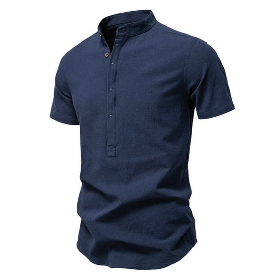 Mens Shirts Plus Size under $5 Short Sleeve V-Neck Solid Regular Pullover Casual T-Shirt Navy XL