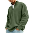 thumbnail image 1 of Mens Shirts Quarter Zip Long Sleeve Waffle Shirts Ribbed Band-Collar Big and Tall Collared Pullover Business Lightweight Fall Knit Dress Sweaters,Green L, 1 of 6
