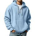 thumbnail image 1 of Mens Shirts Quarter Zip Sweatshirt Solid Waffle Long Sleeve Hooded Tops Light Blue XXL, 1 of 4