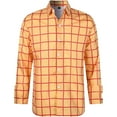 thumbnail image 1 of Mens Shirts Regular Business Long Sleeved Button Down Lapel Plaid Blouse Slim Fit Casual Fall Tops Orange XXL, 1 of 2