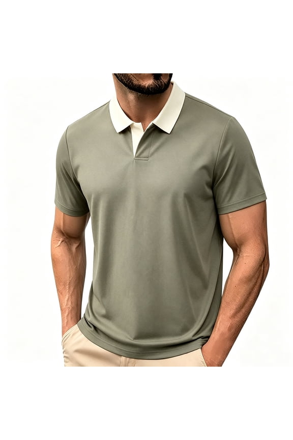 Mens Shirts, Shirts for Men Long Sleeve Solid Performance Moisture Wicking Golf Shirt Green M