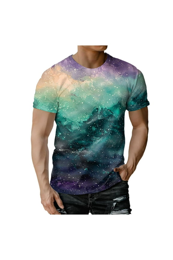 Mens Shirts Short Sleeve 3D Print Graphic Funny Colorful Summer Tee Shirts for Men M-3XL T Shirts for Men 3D Printed Fashion Crewneck