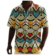 Mens Shirts Short Sleeve African Dashiki Traditional Style Shirt Summer Hawaii Beach Holiday Ankara Floral Shirts