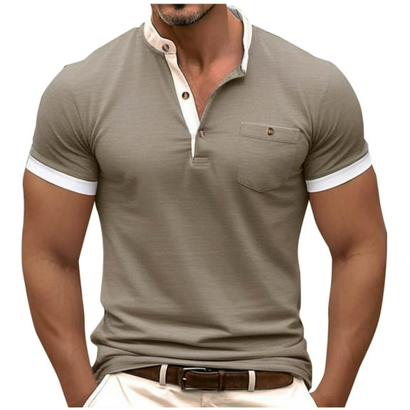 Mens Shirts Short-Sleeve Beefy Muscle Basic Solid Color Blouse Tee Shirt Short Sleeve Round-Neck Blouses Running Shirts for Men