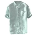 thumbnail image 1 of Mens Shirts Short Sleeve Button Down Casual Linen Shirts Summer Hawaiian Lapel Blouses Business Work Office Smart Tshirt Lightweight Loose Holiday Shirts ClearanceSize M-3XL, 1 of 8