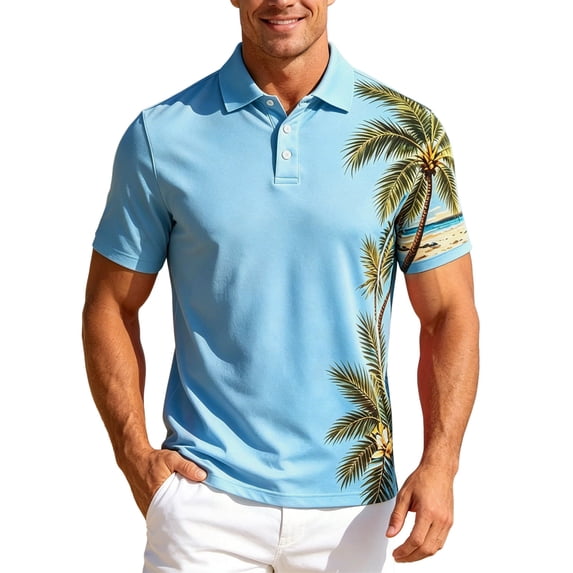Mens Shirts Short Sleeve Button Down Beach Clothes for Men,Blue,2XL