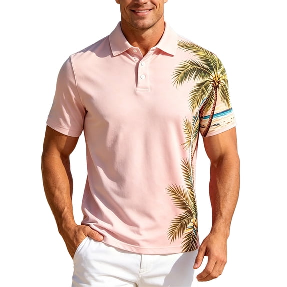 Mens Shirts Short Sleeve Button Down Holiday Top for Men,Pink,2XL