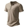 thumbnail image 1 of Mens Shirts Short Sleeve Button Down Mens Shirts Under $5.00 Short Sleeve Short Sleeve Shirts for Men Casual Khaki XXL Men Casual Solid Slim-fit Short Sleeve Round Neck T-Shirt Tops Blouse, 1 of 9